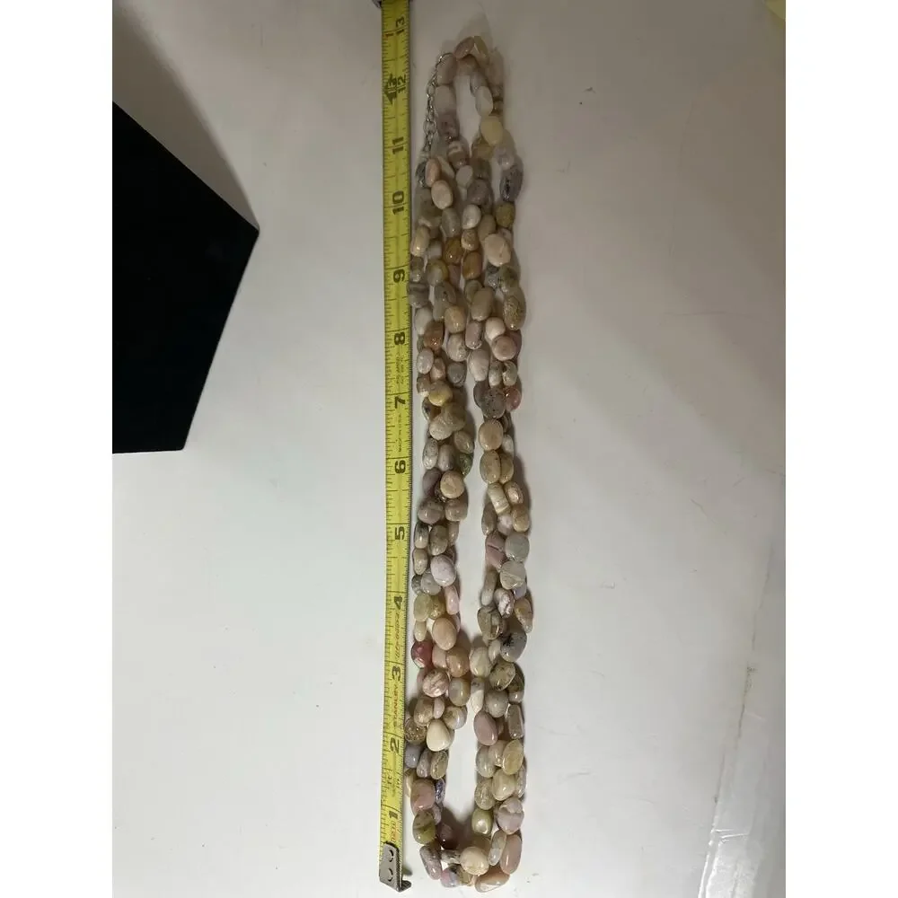 Pink Opal Free Form Multi Strand Beaded Necklace